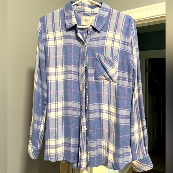 Rails Hunter Plaid Long Sleeve Button Down Shirt in Sky/White/Candy - Picture 1 of 5